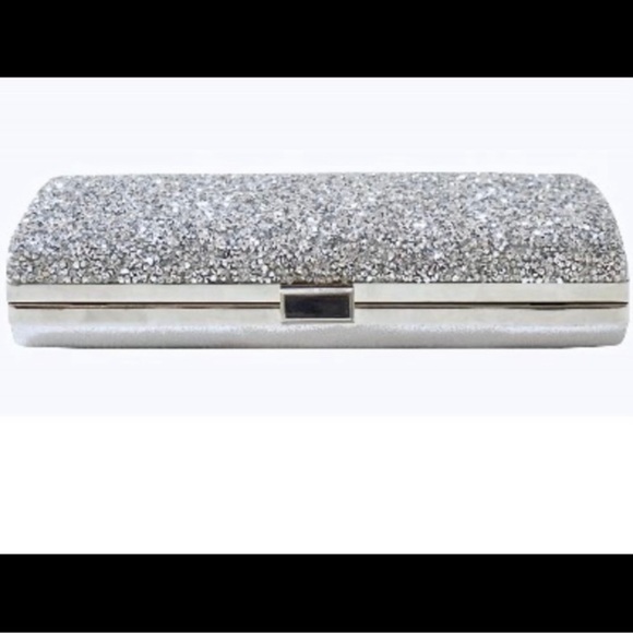 Silver Rhinestone Evening Clutch Bag with short and long strap - Picture 7 of 11